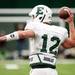 EMU quarterback Tyler Benz throws on Sunday, April 14. AnnArbor.com I Daniel Brenner